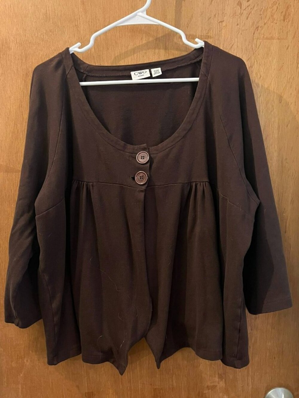 Size 26/28W - Cato - Brown 3/4 Sleeve Sweater Shrug